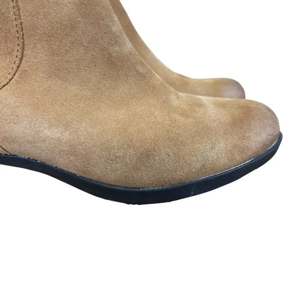 Sorel Lolla Cut Out Bootie Ankle Boots Beige Suede Leather Shoes Womens sz 7.5